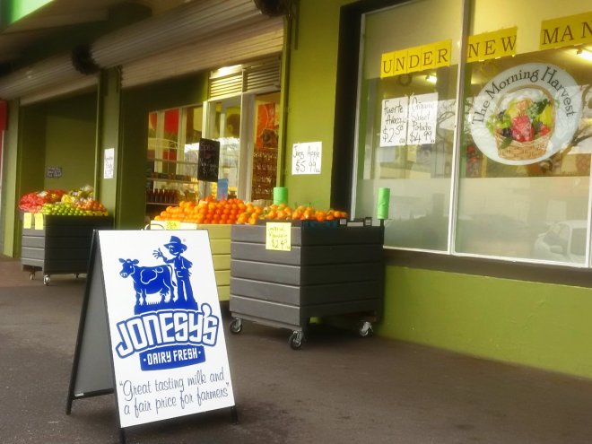 The Morning Harvest greengrocer on Evans street, Sunbury