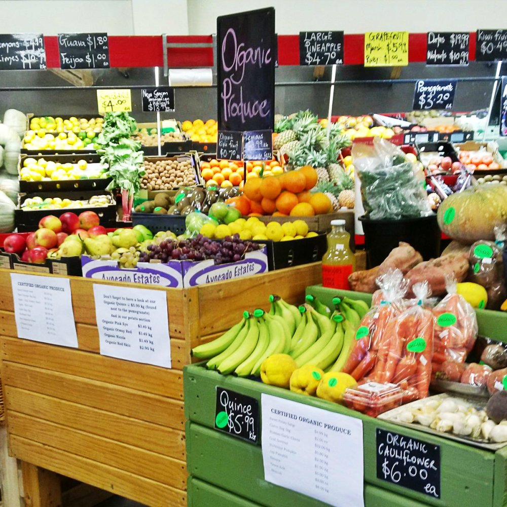 Organic produce at The Morning Harvest greengrocer, Sunbury