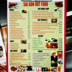 Saigon Hot Food menu